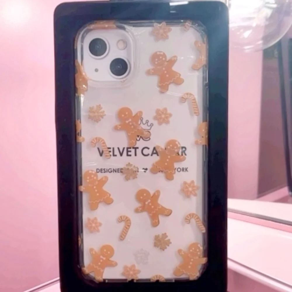 Gingerbread Holiday Velvet Cavier Phone Case iPhone 14 Plus MAGSAFE COMPATIBLE